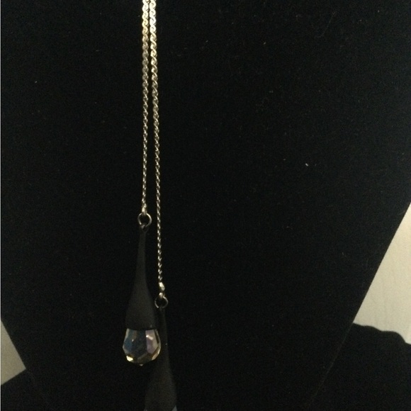 Vintage Necklace with Matching Earrings Silver/Black/Crystal - Picture 2 of 3